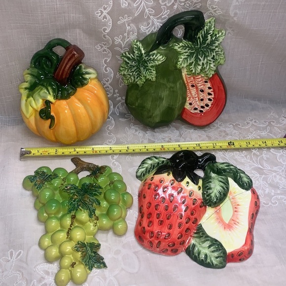 Wall kitchen decoration resin ceramic fruit pumpkin strawberries grapes papaya - Picture 2 of 10